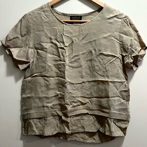 Vintage Kindred Spirit Bemberg Women's Small Tan Beige Shirt Crop Top